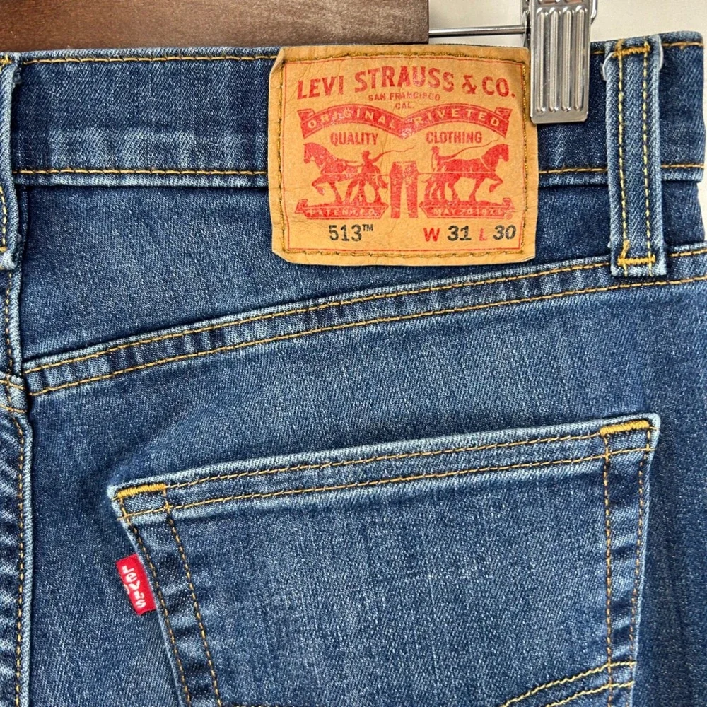 Levi's 513 Slim Straight Jeans Mens 31x30 Blue Medium Wash Denim